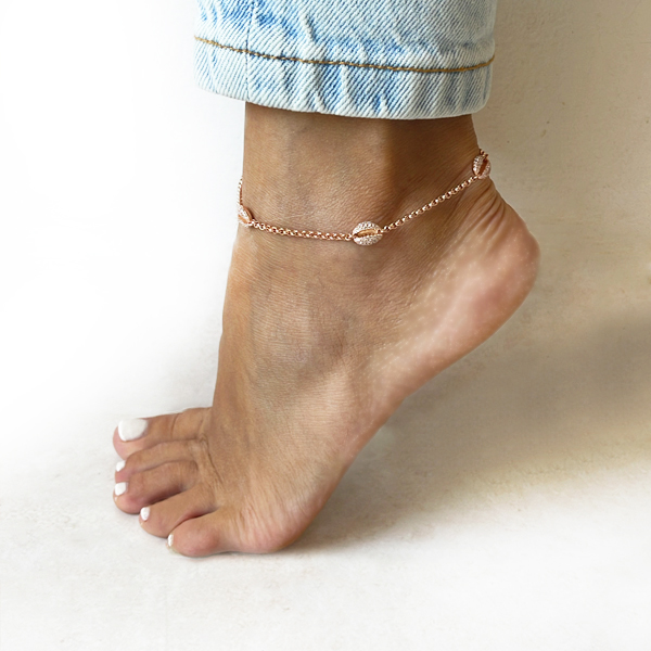 צמיד לרגל - מקורקעת ברוזגולד