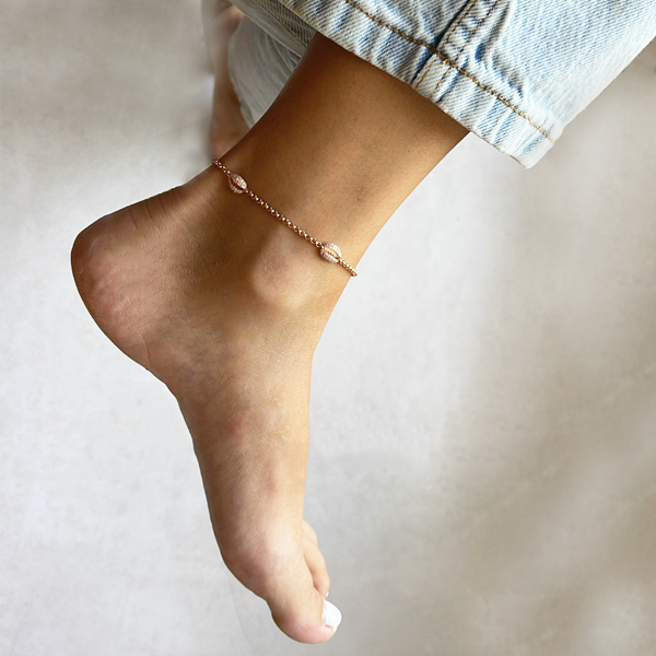 צמיד לרגל - מקורקעת ברוזגולד